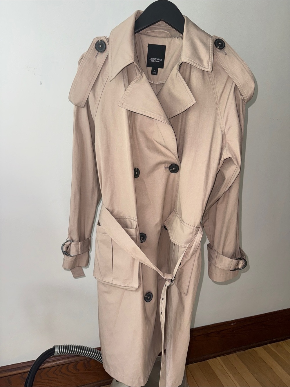 Simply Vera Vera Wang Light Beige Trench Coat with Belt MEDIUM